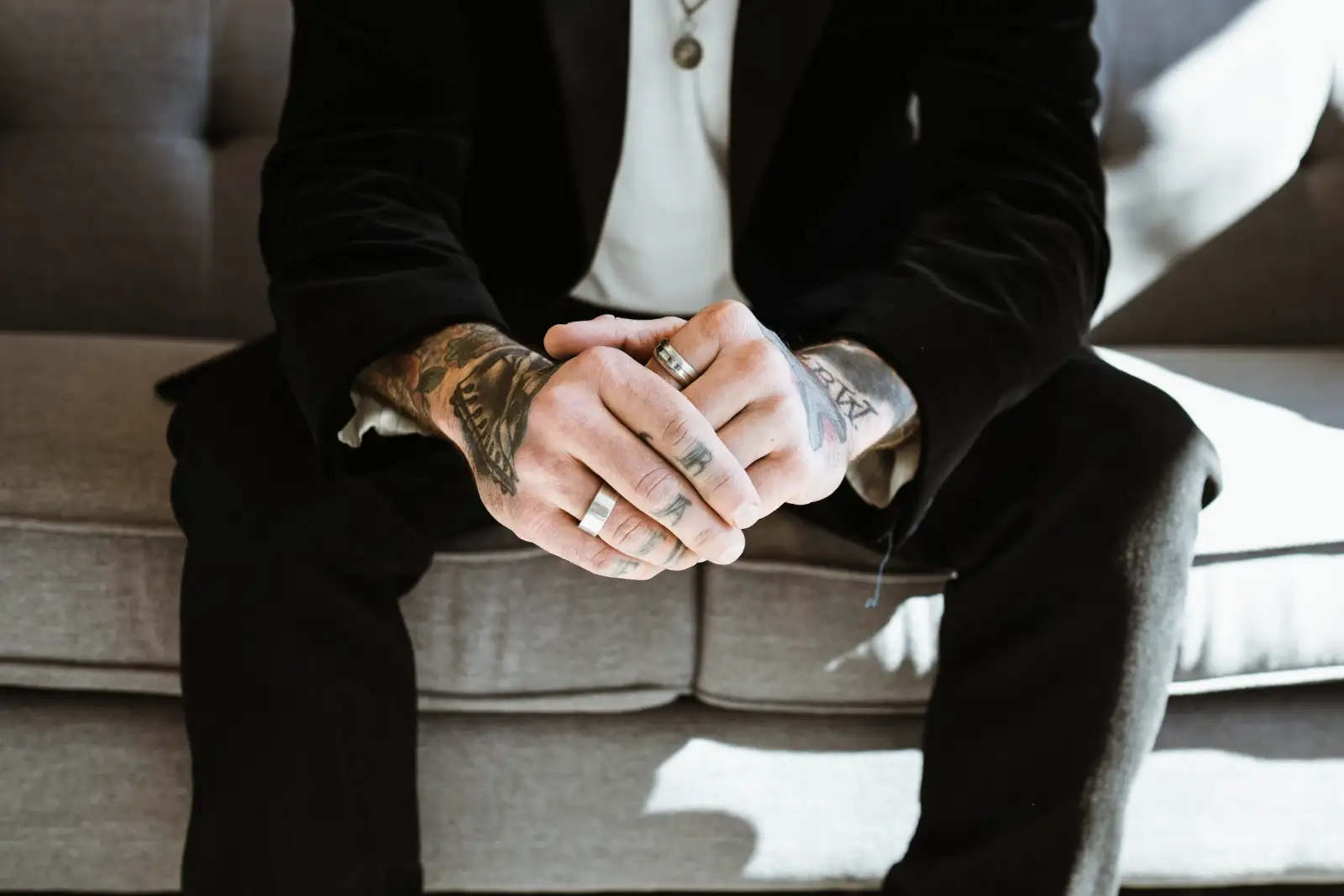 The groom, a minute before the ceremony